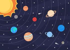 Planets of the solar system, against the background of the starry sky. vector