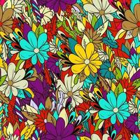 Seamless pattern with abstract flowers and leaves vector