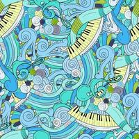 Seamless music background with notes and piano vector
