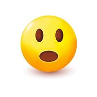 Emoji shocked face vector. Skeptical emoji with eyes. Yellow face thinking emoji on white background.Popular chat elements.Wondering emoticon.Shocked face. Realistic 3d design. vector