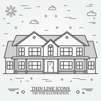 Vector thin line icon suburban american house. For web design and application interface, also useful for infographics. Vector dark grey. Vector.