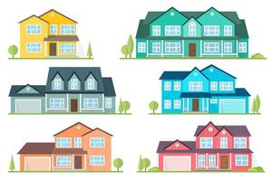 Vector flat icon suburban american house.