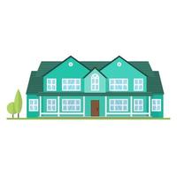 casa americana suburbana plana vectorial. para diseño web e interfaz de aplicación, también útil para infografías. casa familiar aislada sobre fondo blanco. vector