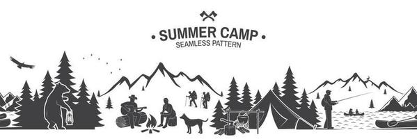 campamento de verano de patrones sin fisuras. ilustración vectorial vector