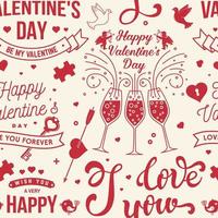 Happy Valenyines day background or wallpaper. Vector. Design for banner, print with heart and key, bird, amur, arrow. Vector. Valentines day seamless pattern for february 14 celebration vector