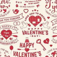Happy Valenyines day background or wallpaper. Vector. Design for banner, print with heart and key, bird, amur, arrow. Vector. Valentines day seamless pattern for february 14 celebration vector