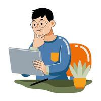 Man working with graphic tablet vector