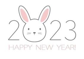 The Year 2023, The Year Of The Rabbit, Greeting Symbol With A Rabbit Mascot. vector