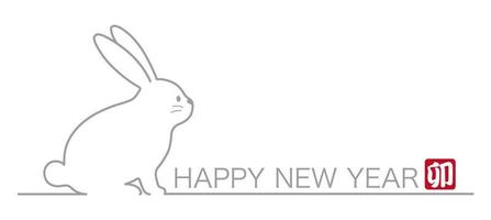 el año de la ilustración del símbolo de saludo del conejo. traducción de texto - conejo. vector