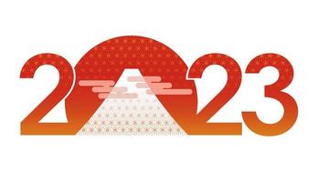 The Year 2023 New Years Greeting Symbol With Mt. Fuji. Vector Illustration.