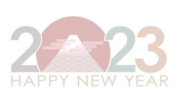 The Year 2023 New Years Greeting Symbol With Mt. Fuji. Vector Illustration.