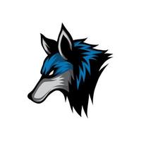 arte vectorial de la mascota lobo. imagen simétrica frontal del lobo que parece peligroso. icono de vectores