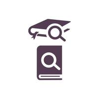 Book With Magnifier search icon Logo design vector template illlustration symbol