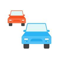 coches en carretera plana icono multicolor vector