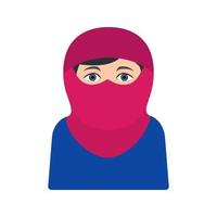 Woman with Niqab Flat Multicolor Icon vector