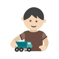 Playing with Truck Flat Multicolor Icon vector