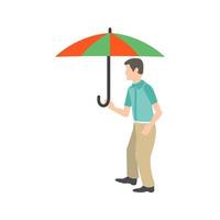 Walking in Rain Flat Multicolor Icon vector