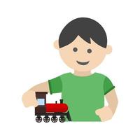 Playing with Train Flat Multicolor Icon vector