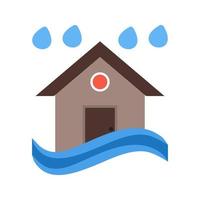 Heavy Rain and Flood Flat Multicolor Icon vector