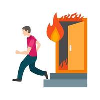 Running from Fire Flat Multicolor Icon vector