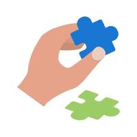 Holding Puzzle Piece Flat Multicolor Icon vector