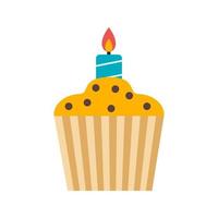 Candle on Muffin Flat Multicolor Icon vector