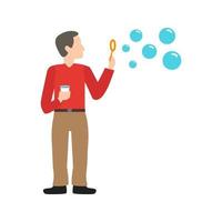 Man Making Soap Bubbles Flat Multicolor Icon vector