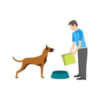 Feeding Pet Flat Multicolor Icon vector