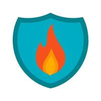 Fire Shield Flat Multicolor Icon vector