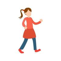 chica caminando plana icono multicolor vector