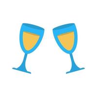 Champagne in Glass Flat Multicolor Icon vector