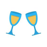 Champagne in Glass Flat Multicolor Icon vector