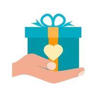 Holding Gift Flat Multicolor Icon vector