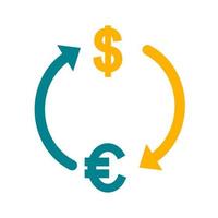 Dollar to Euro Flat Multicolor Icon vector