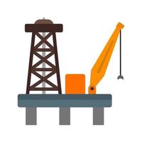 Oil Platform Flat Multicolor Icon vector