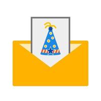 Birthday Invitation Flat Multicolor Icon vector