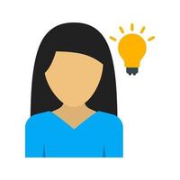 Woman Thinking Flat Multicolor Icon vector