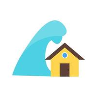 Storm Hitting House Flat Multicolor Icon vector
