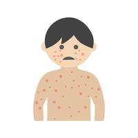 Boy with Measles Flat Multicolor Icon vector