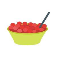 Bowl of Cranberries Flat Multicolor Icon vector