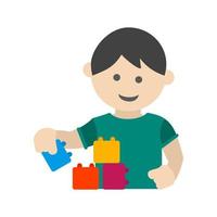 Playing with Blocks Flat Multicolor Icon vector