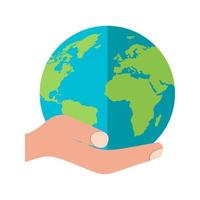 Holding Globe Flat Multicolor Icon vector