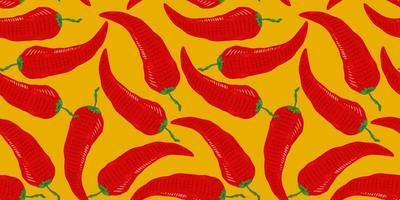 Vector seamless pattern of vintage chilli pattern.