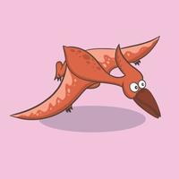 pterosaurio de dibujos animados, dinosaurio rojo volando