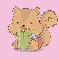 cute squirrel animal student character with school supplies