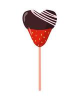 jugosas fresas en glaseado de chocolate, deliciosos dulces vector