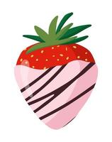 Juicy strawberries in chocolate glaze, delicious confectionery vector