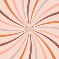 Retro background spiral sun rays in the style of 1970, good vibrations, banner, poster for design vector