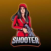 Woman shooter esport logo mascot design vector