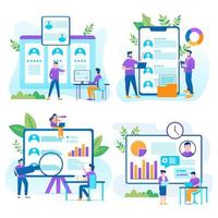 Search candidate. job interview and human resources manager. vector illustration